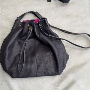 Steven black leather bucket bag